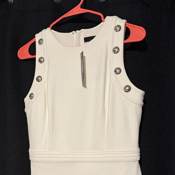 White House Black Market White Button-Accent Mini Dress - Picture 2 of 3
